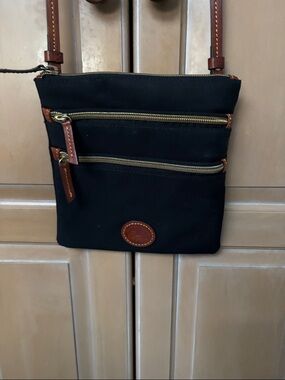 Dooney & Bourke Black and Brown Canvas Crossbody Bag